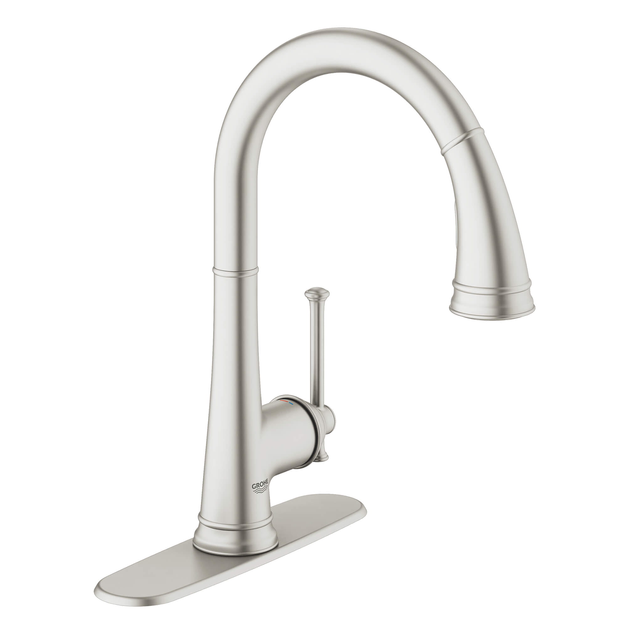 Single Handle Pull Down Kitchen Faucet Dual Spray 175 GPM GROHE SUPERSTEEL